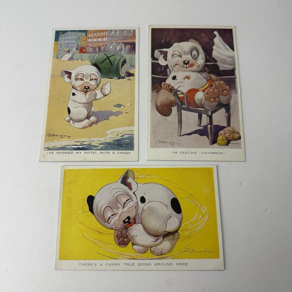Lot Of 3 Vintage Bonzo The Dog Post Cards Unused